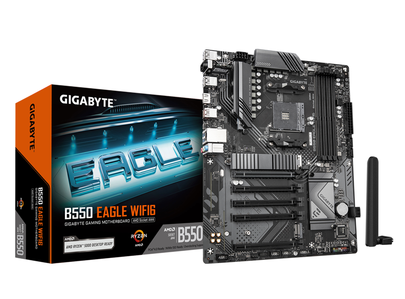 GIGABYTE B650 EAGLE AX socket AM5 moederbord Zwart/grijs, RAID, Gb-LAN